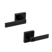 Door Handle Set Lever Key Lock Function Square Black V63-837381