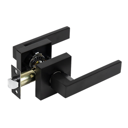 Door Handle Set Lever Passage Function Square Black V63-837391