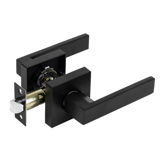 Door Handle Set Lever Passage Function Square Black V63-837391