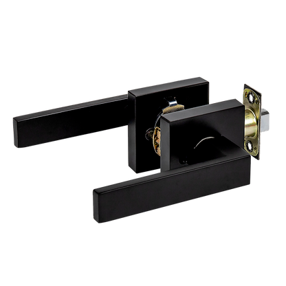 Door Handle Set Lever Passage Function Square Black V63-837391