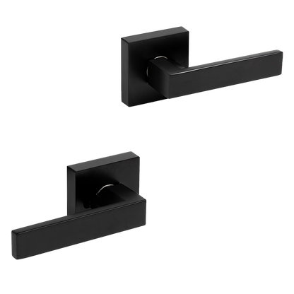 Door Handle Set Lever Passage Function Square Black V63-837391