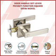 Door Handle Set Lever Privacy Function Square Satin Nickel V63-837401