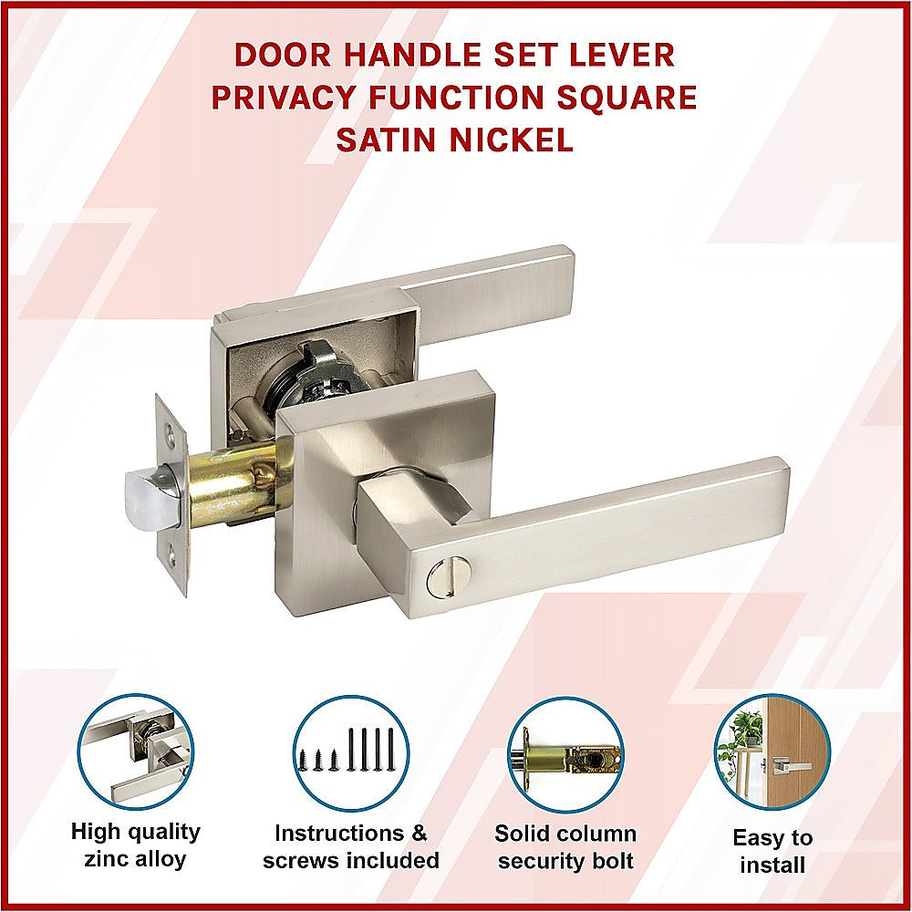 Door Handle Set Lever Privacy Function Square Satin Nickel V63-837401