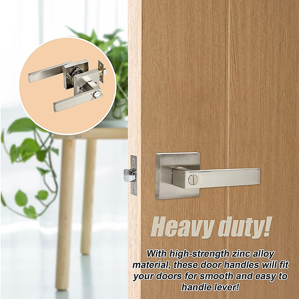 Door Handle Set Lever Privacy Function Square Satin Nickel V63-837401