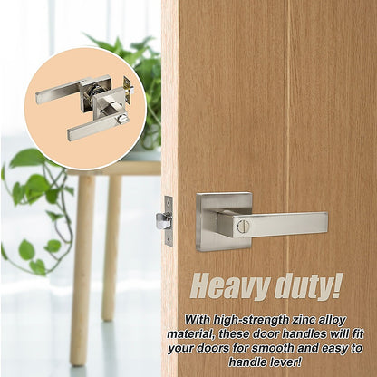 Door Handle Set Lever Privacy Function Square Satin Nickel V63-837401