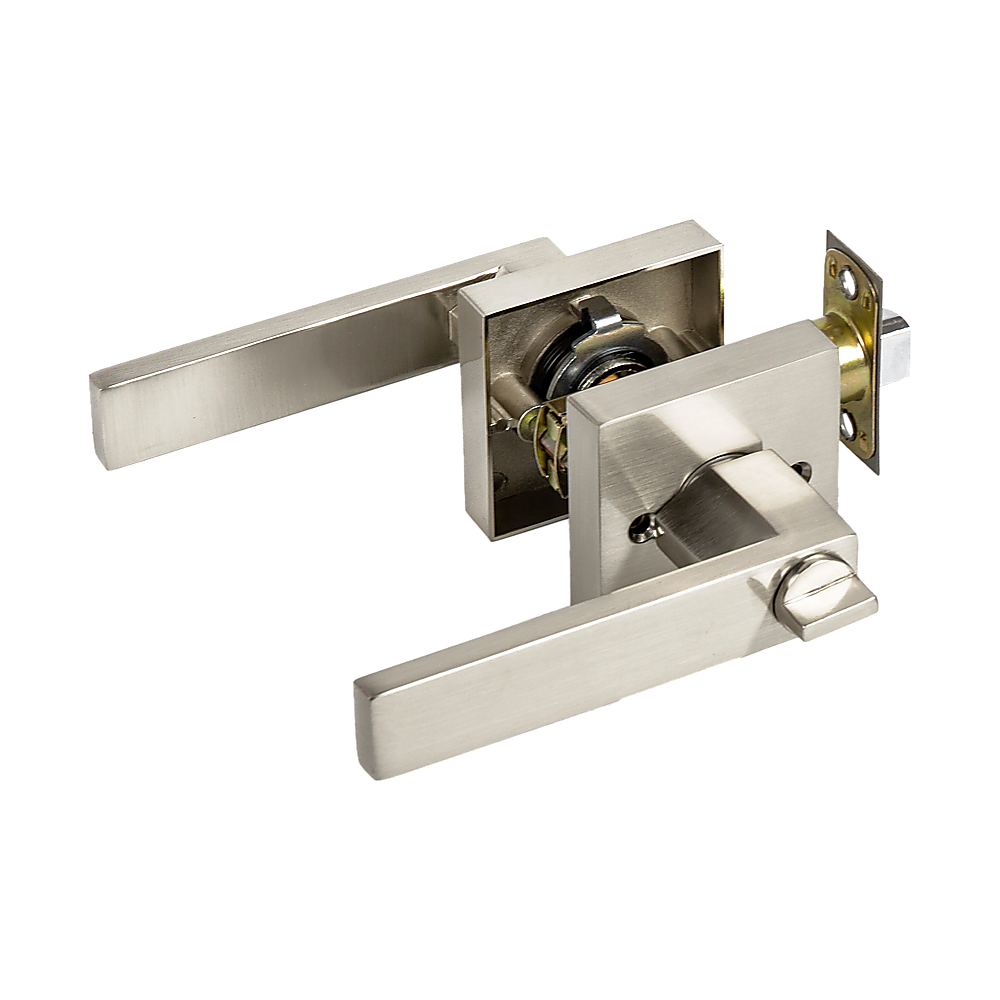 Door Handle Set Lever Privacy Function Square Satin Nickel V63-837401