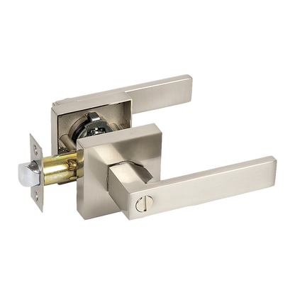Door Handle Set Lever Privacy Function Square Satin Nickel V63-837401
