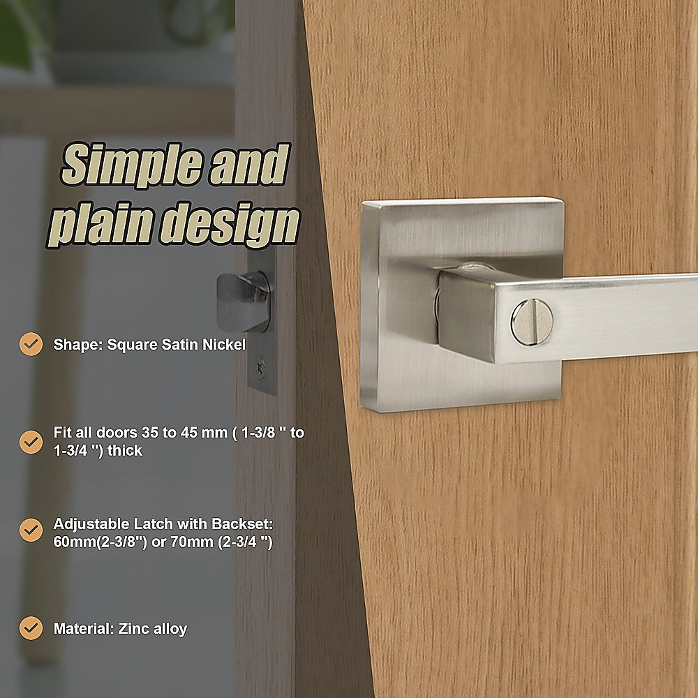 Door Handle Set Lever Privacy Function Square Satin Nickel V63-837401