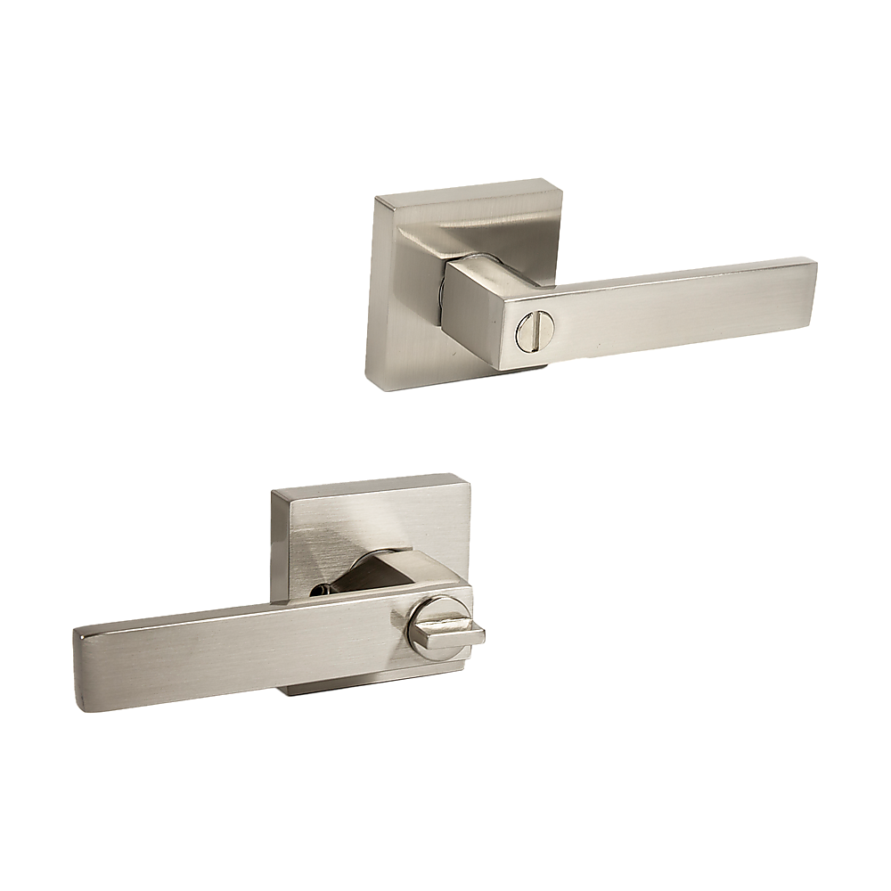 Door Handle Set Lever Privacy Function Square Satin Nickel V63-837401