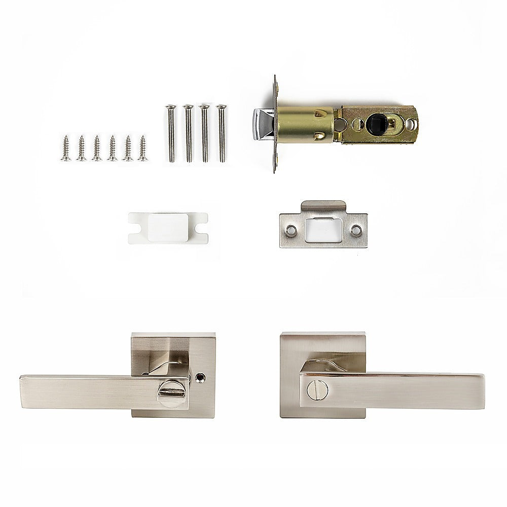 Door Handle Set Lever Privacy Function Square Satin Nickel V63-837401