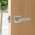 Door Handle Set Lever Passage Function Square Satin Nickel V63-837421