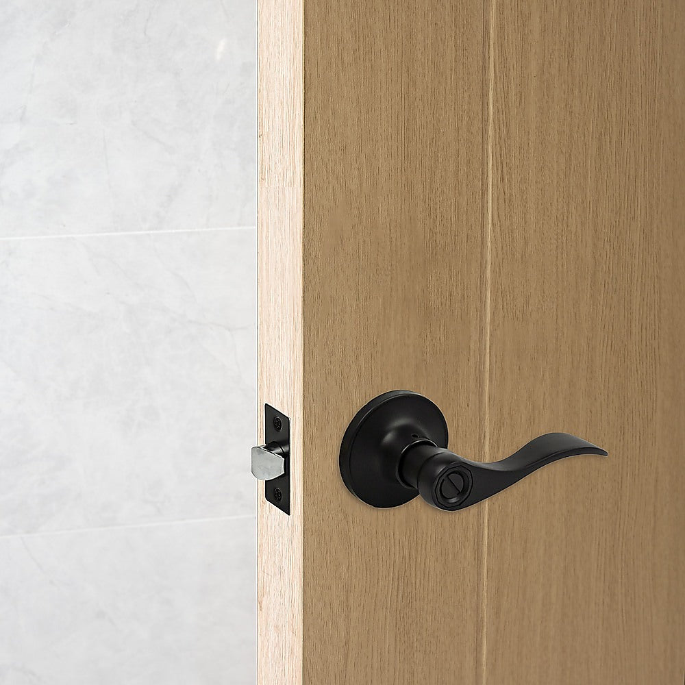 Door Handle Set Lever Privacy Function Black V63-837431