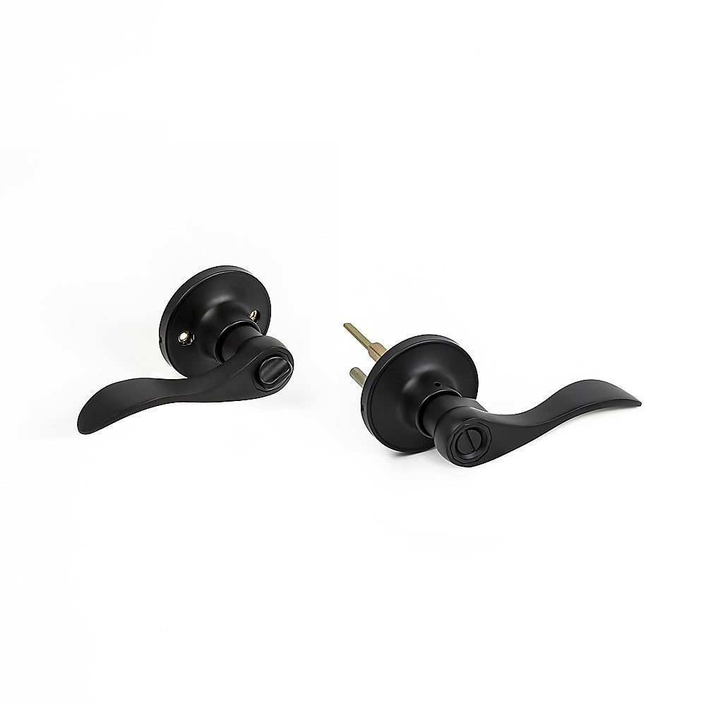 Door Handle Set Lever Privacy Function Black V63-837431