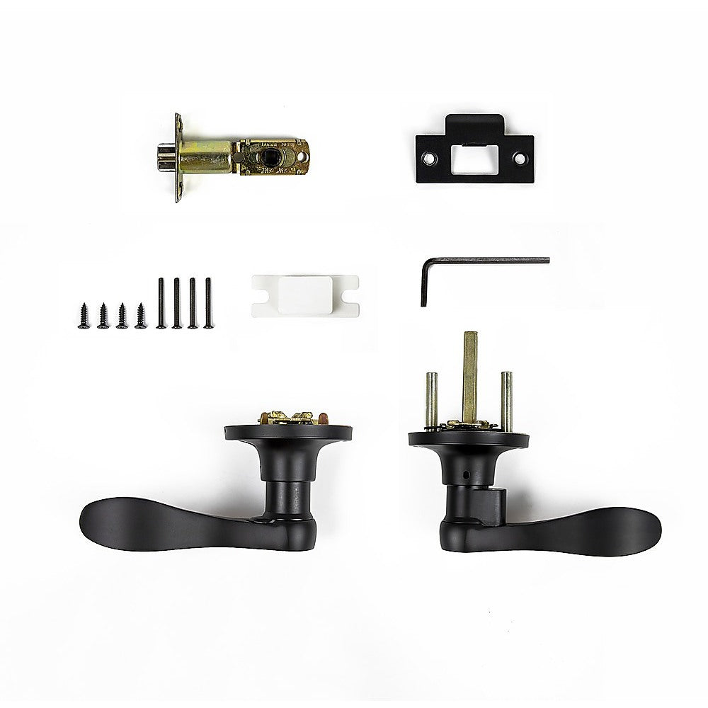 Door Handle Set Lever Privacy Function Black V63-837431
