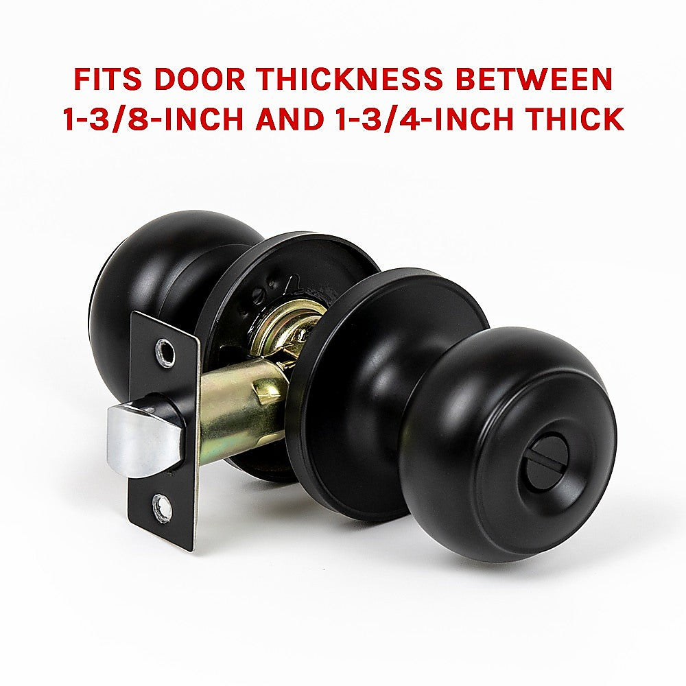 Door Handle Set Privacy Function Round Black V63-837461