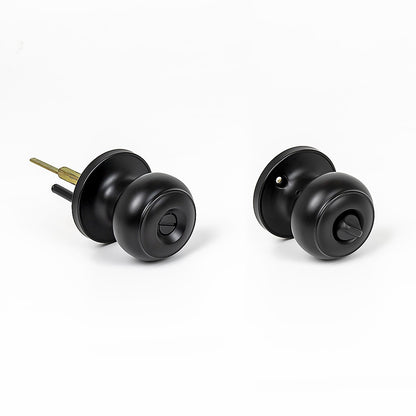 Door Handle Set Privacy Function Round Black V63-837461