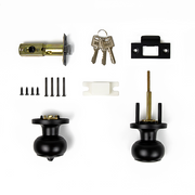 Door Handle Set Key Lock Function Round Black V63-837471