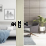 Door Handle Set Key Lock Function Round Black V63-837471