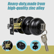 Door Handle Set Key Lock Function Round Black V63-837471
