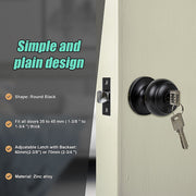 Door Handle Set Key Lock Function Round Black V63-837471