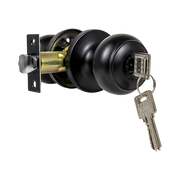 Door Handle Set Key Lock Function Round Black V63-837471