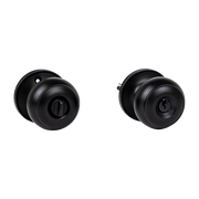 Door Handle Set Key Lock Function Round Black V63-837471