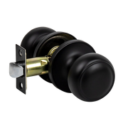 Door Handle Set Passage Function Round Black V63-837481