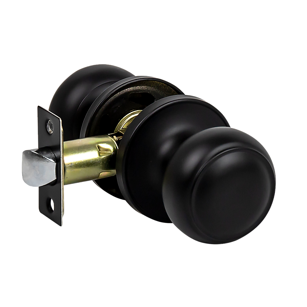 Door Handle Set Passage Function Round Black V63-837481