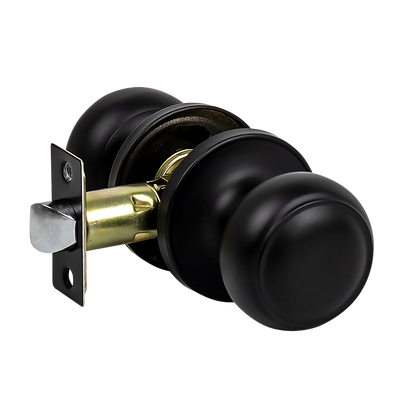 Door Handle Set Passage Function Round Black V63-837481