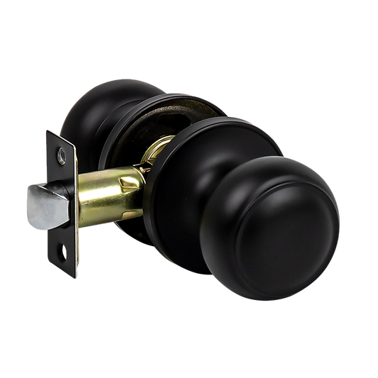 Door Handle Set Passage Function Round Black V63-837481