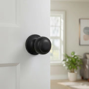Door Handle Set Passage Function Round Black V63-837481