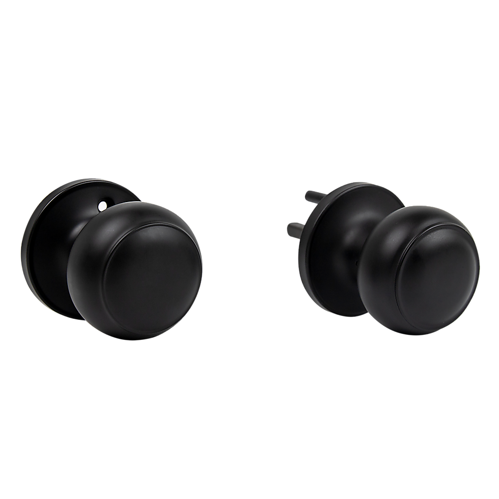 Door Handle Set Passage Function Round Black V63-837481