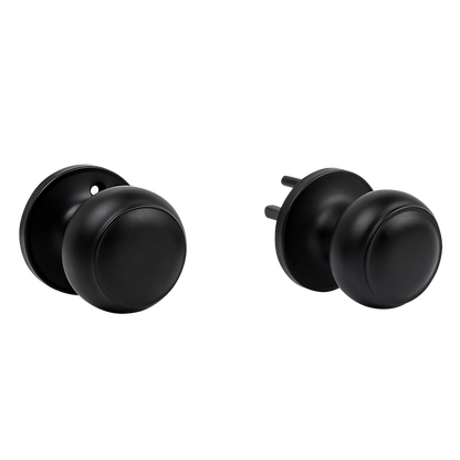 Door Handle Set Passage Function Round Black V63-837481