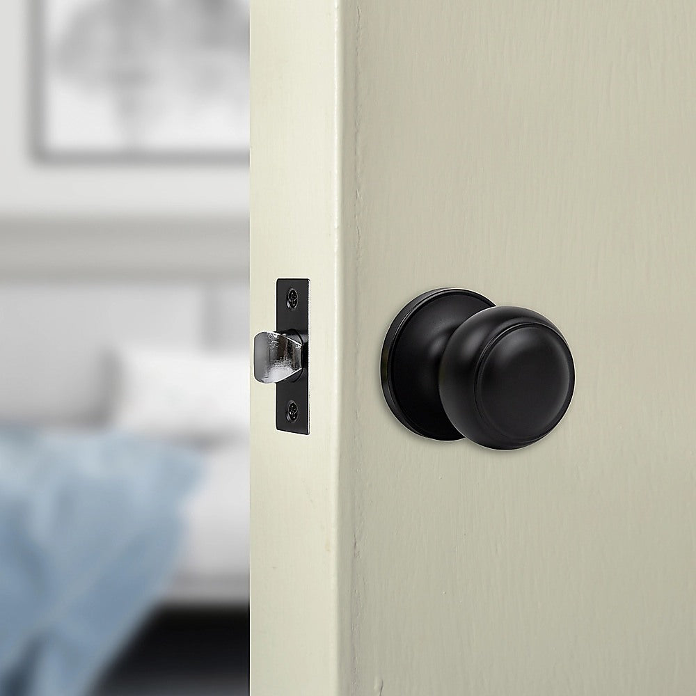 Door Handle Set Passage Function Round Black V63-837481