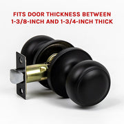 Door Handle Set Passage Function Round Black V63-837481