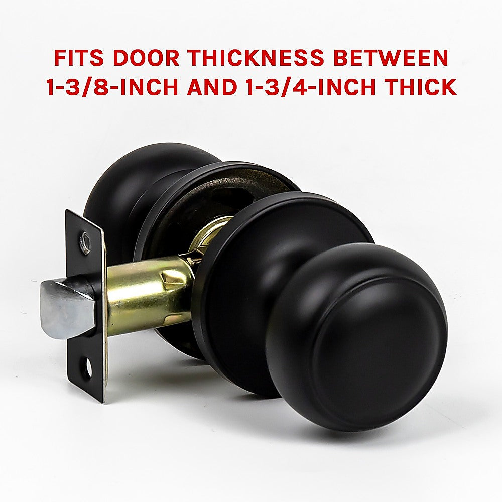 Door Handle Set Passage Function Round Black V63-837481