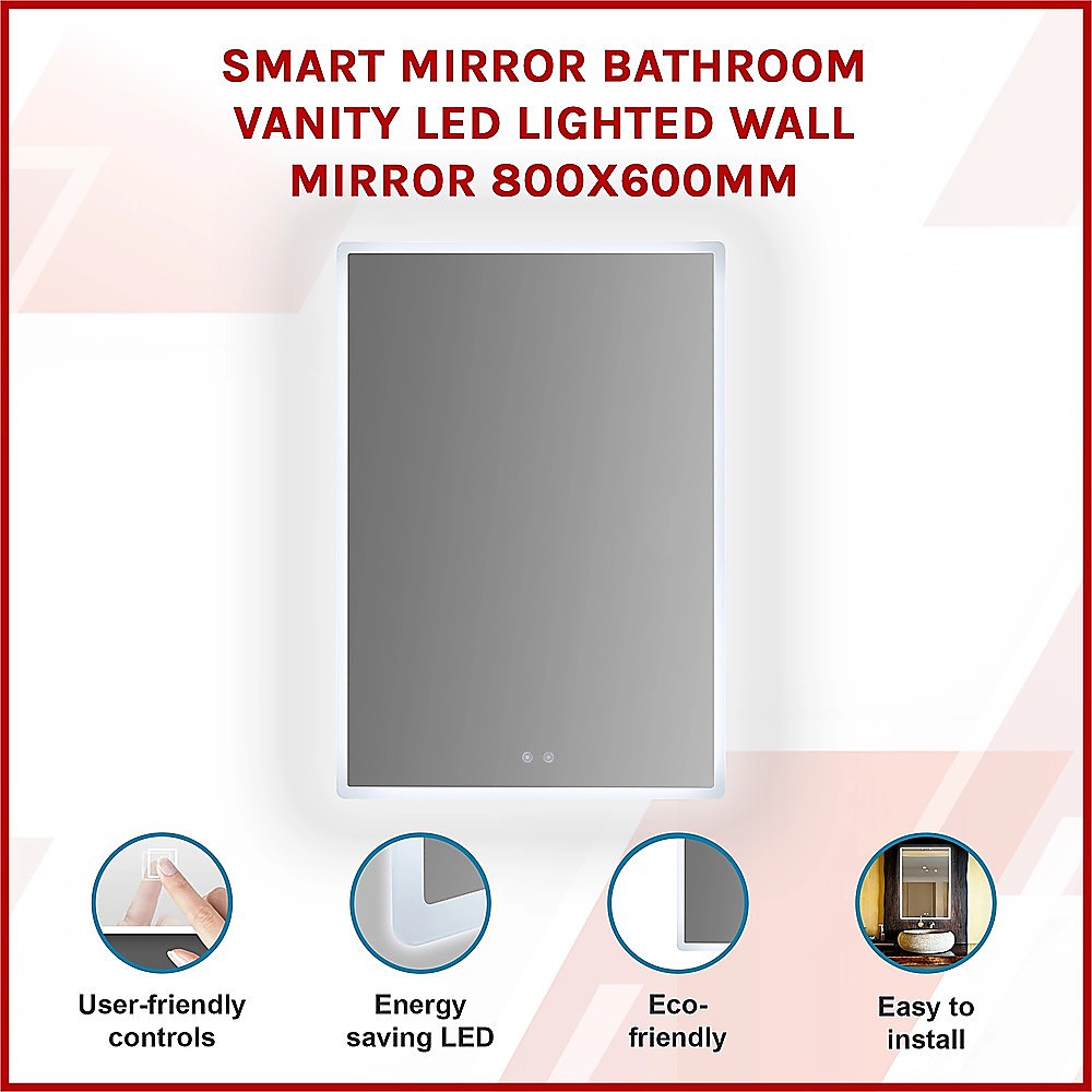 Smart Mirror Bathroom Vanity LED Lighted Wall Mirror 800x600mm V63-837521