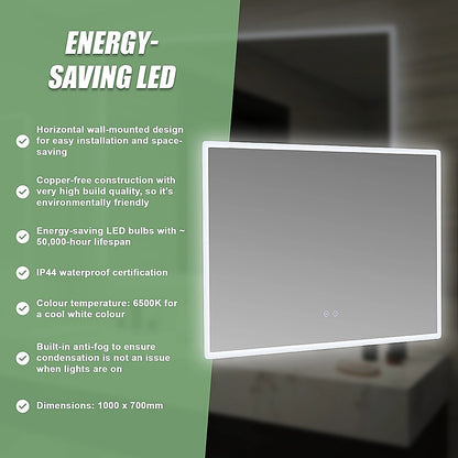 Smart Mirror Bathroom Vanity LED Lighted Wall Mirror 1000x700mm V63-837531