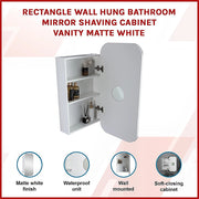 Rectangle Wall Hung Bathroom Mirror Shaving Cabinet Vanity Matte White V63-837551