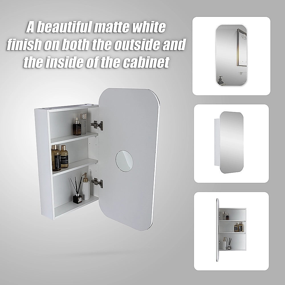 Rectangle Wall Hung Bathroom Mirror Shaving Cabinet Vanity Matte White V63-837551