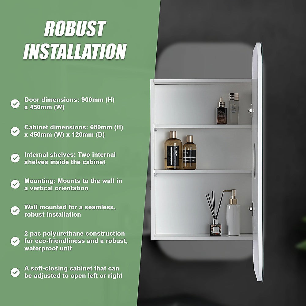 Rectangle Wall Hung Bathroom Mirror Shaving Cabinet Vanity Matte White V63-837551