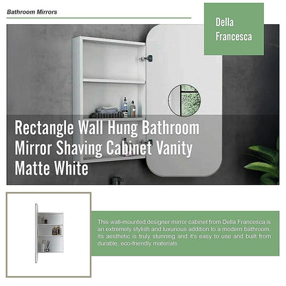 Rectangle Wall Hung Bathroom Mirror Shaving Cabinet Vanity Matte White V63-837551