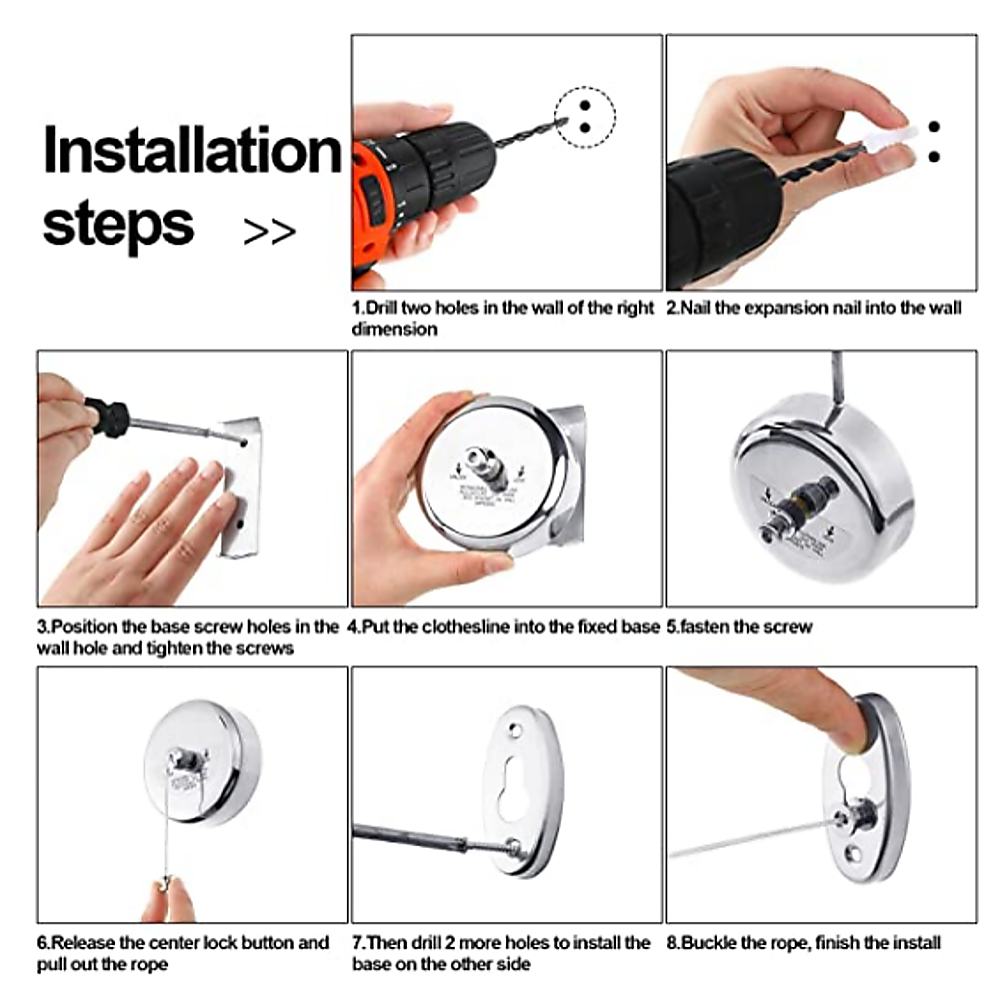 Stainless Steel Retractable Single Clothes Line Dryer Laundry Indoor Outdoor V63-837651