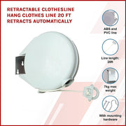 Retractable Clothesline Hang Clothes Line 20 Ft Retracts Automatically V63-837661
