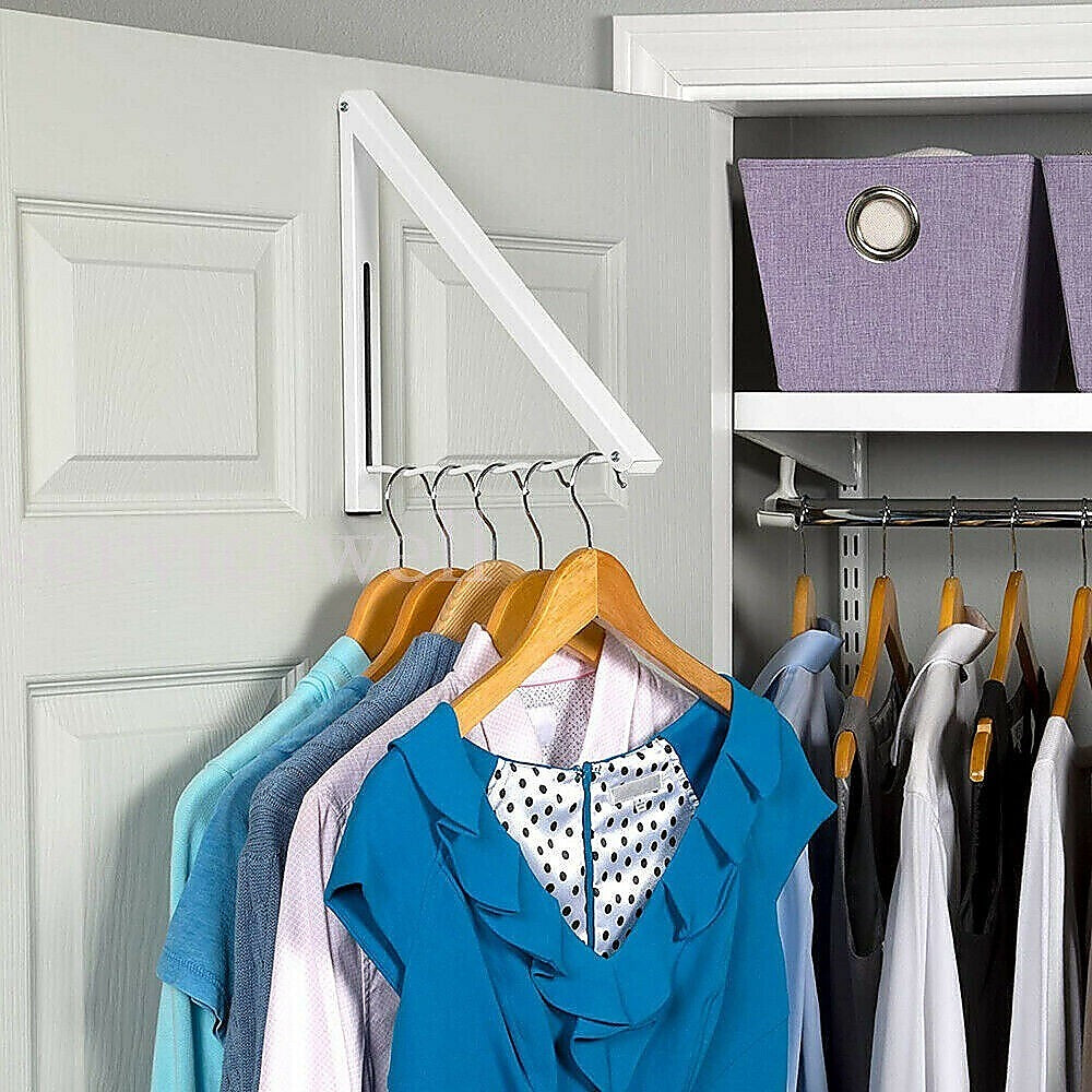 Folding Wall Mount Retractable Clothes Hanger Laundry Drying Rack Organiser V63-837681