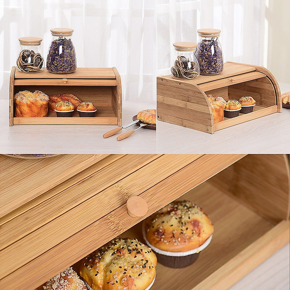 Bamboo Bread Bin Storage Box Kitchen Loaf Pastry Container V63-837721