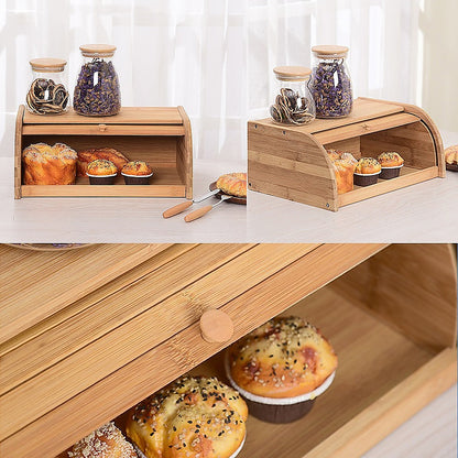 Bamboo Bread Bin Storage Box Kitchen Loaf Pastry Container V63-837721