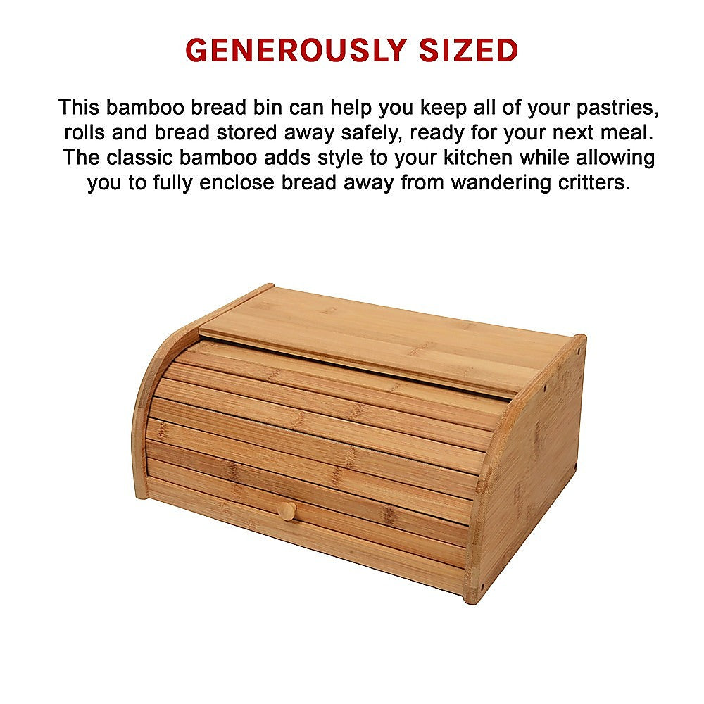 Bamboo Bread Bin Storage Box Kitchen Loaf Pastry Container V63-837721