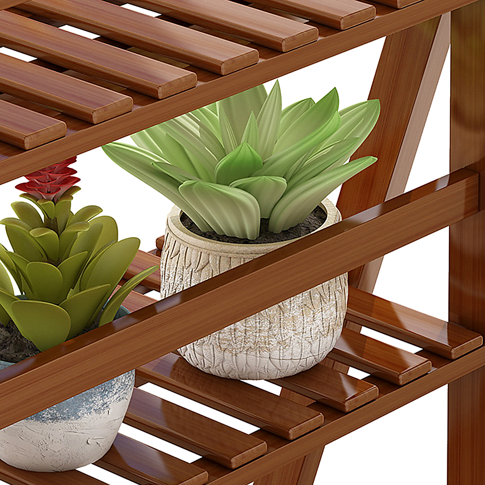 Plant Stand Outdoor Indoor Garden Wood Bamboo Shelf Folding 100CM Length V63-837771