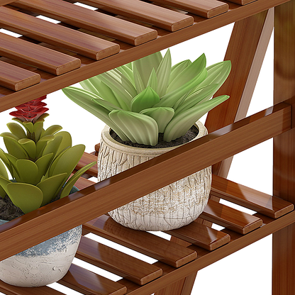 Plant Stand Outdoor Indoor Garden Wood Bamboo Shelf Folding 100CM Length V63-837771